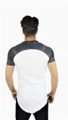 Omuz Kamuflaj Desenli T-shirt Beyaz - 3
