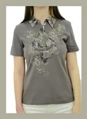 Yakalı Baskılı Toprak T-Shirt - 3