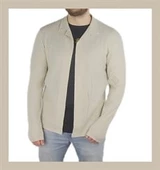 Polo Yaka Önü Açık Krem T-shirt - 1