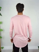 Oval Kesim Uzun Kollu T-shirt Pembe - 3