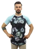 Desenli Kolları Mavi Sportif T-shirt 10106 thumbnail 2