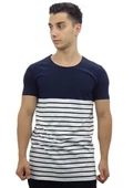 Lacivert Beyaz Çizgili T-shirt 10134 - 1