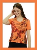 Yazı Detaylı Turuncu T-Shirt - 1