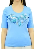 Aksesuar Baskılı Mavi T-Shirt - 3