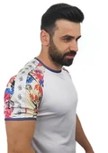 Omuz Desenli Erkek Tişört - Beyaz - 5