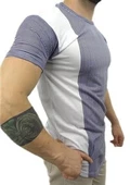 Lacivert Çizgili Beyaz Şeritli T-shirt 10115 - 2