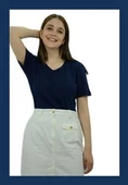 V Yaka Lacivert Basic T-Shirt - 2