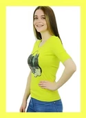 Çanta Baskılı Neon Yeşili T-Shirt - 4