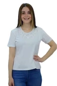Yakası Taşlı T-Shirt - 2