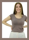 Toprak Renk Krep T-Shirt - 3