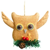 Yılbaşı Çam Ağacı Süsü Naturel Baykuş 15 cm thumbnail 1