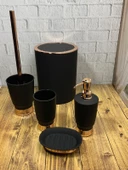 Hometarz Akrilik Elegance 5 Parça Kovalı Banyo Takımı Bambu Banyo seti - 9