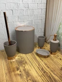 Hometarz Akrilik Elegance 5 Parça Kovalı Banyo Takımı Bambu Banyo seti - 10