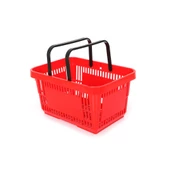 10 Adet 22 Lt Plastik Alışveriş Sepeti - Market El Sepeti  Kırmızı - 1