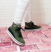 Voyager 8498 Haki Yeşil Hakiki Deri Kaymaz Taban Fermuarlı Bağacaklı Bot thumbnail 1