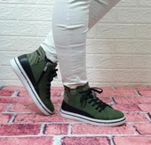 Voyager 8498 Haki Yeşil Hakiki Deri Kaymaz Taban Fermuarlı Bağacaklı Bot thumbnail 4