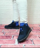 Voyager 8498 Lacivert Nubuk Hakiki Deri Kaymaz Taban Fermuarlı Bağacaklı Bot thumbnail 5