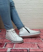 Voyager 8498 Beyaz Renk Hakiki Deri Kaymaz Taban Fermuarlı Bağacaklı Bot thumbnail 5