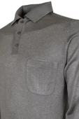 Erkek Açık Gri Kazak Polo Yaka Yünlü Klasik Normal Kesim RAR00816 - 4