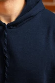 Erkek Lacivert Düz Basic Kapüşonlu Cepli Oversize Sweatshirt 21ESWT1KNG - 3