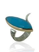 Otantik El Üretim Krizopraz Taşlı Büyük 925 Gümüş Yüzük thumbnail 3