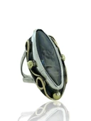 Otantik El Üretim Siyah Sedef Taşlı 925 Gümüş Yüzük thumbnail 1