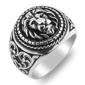 Aslan Tasarımlı Desenli 925 Ayar Gümüş Yüzük thumbnail 3