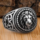 Aslan Tasarımlı Desenli 925 Ayar Gümüş Yüzük thumbnail 1