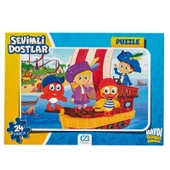 Sevimli Dostlar Kırmızı Balık Frame Puzzle/yapboz 24 Parça (Mavi Tema) - 1