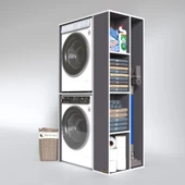 Kenzlife çamaşır-kurutma makinesi dolabı demyan gri 180*090*60 banyo kapaksız arkalıksız thumbnail 2