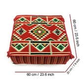 Shark Anatolia Şark Köşesi Masası Puf Kilim Kırmızı - 4