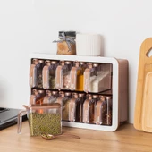 Porsima 1120 12li Standlı Kendinden Yapışkanlı Kaşıklı Kapaklı Baharatlık Saklama Kabı Seti - Bakır Beyaz thumbnail 5