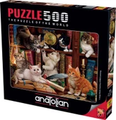 Anatolian 500 Parça Kediler ve Kitaplar Puzzle - 48x33 cm - 2