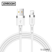 Joyroom S-1224N2 1.2M 2.4A iPhone USB-Lightning Silikon Data ve Şarj Kablosu Beyaz - 1