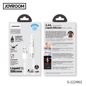 Joyroom S-1224N2 1.2M 2.4A iPhone USB-Lightning Silikon Data ve Şarj Kablosu Beyaz - 3