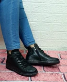 Voyager 8498 Siyah Hakiki Deri Kaymaz Taban Fermuarlı Bağacaklı Bot thumbnail 4