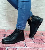 Voyager 8498 Siyah Hakiki Deri Kaymaz Taban Fermuarlı Bağacaklı Bot thumbnail 2