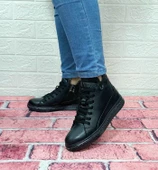 Voyager 8498 Siyah Hakiki Deri Kaymaz Taban Fermuarlı Bağacaklı Bot thumbnail 3