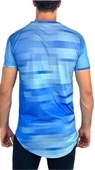 Boyu Uzun Mavi Desenli T-shirt - 3