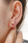 7.94 Mm Rose Altın Büyük Top Küpe 14 Ayar Altın Kadın - 1