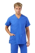 KOTON SERİSİ ERKEK SAKS MAVİ BASIC DOKTOR, HEMŞİRE FORMA TAKIM thumbnail 2
