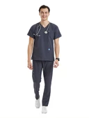 BASIC- Erkek Likralı Koyu Gri Üniforma Takımı thumbnail 1