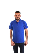 ESERIS - Polo Yaka Kısa Kol Pike Tişört - Saks - 1