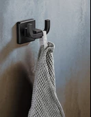 SAS Ömür Boyu Paslanmaz İki Kancalı Havlu Ve Bornoz Askılığı Siyah D-008 thumbnail 1