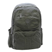 Klinkır Bayan Sırt Çantası Çok Cepli Yağmura Dayanıklı Hafif Kumaş Yeşil Renk Okul Çantası - 12