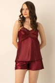 DoReMi Ayarlanabilir Askılı Dantelli Saten Şortlu Takım - 9