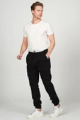 Erkek Kargo Cepli Beli ve Paçası Lastikli Jogger Pantolon - 3