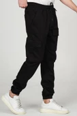 Erkek Kargo Cepli Beli ve Paçası Lastikli Jogger Pantolon - 5
