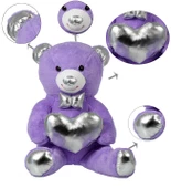 140 cm Işıltılı GÜMÜŞ Papyonlu, Kalp Tutan Peluş Ayı, Sevgiliye ÖZEL SERİ HEDİYE - 11