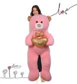 140 cm Işıltılı DORE Papyonlu, Kalp Tutan Peluş Ayı, Sevgiliye ÖZEL SERİ HEDİYE - 5